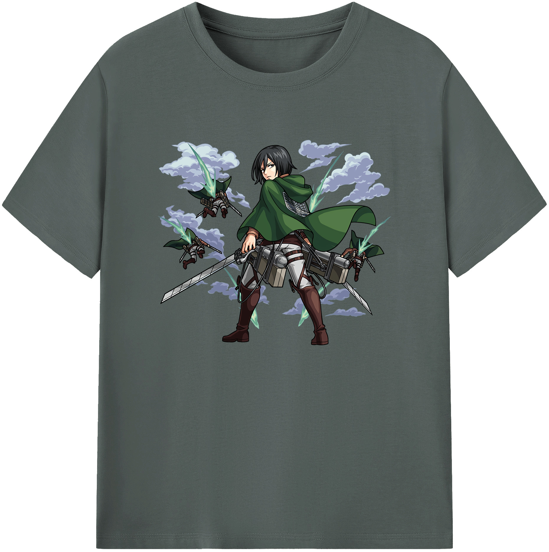 （画像用） 進撃の巨人 ミカサ·アッカーマン Attack on Titan Mikasa Ackerman 綿100％ メンズ半袖Tシャツ｜肌触りやわらか＆通気性